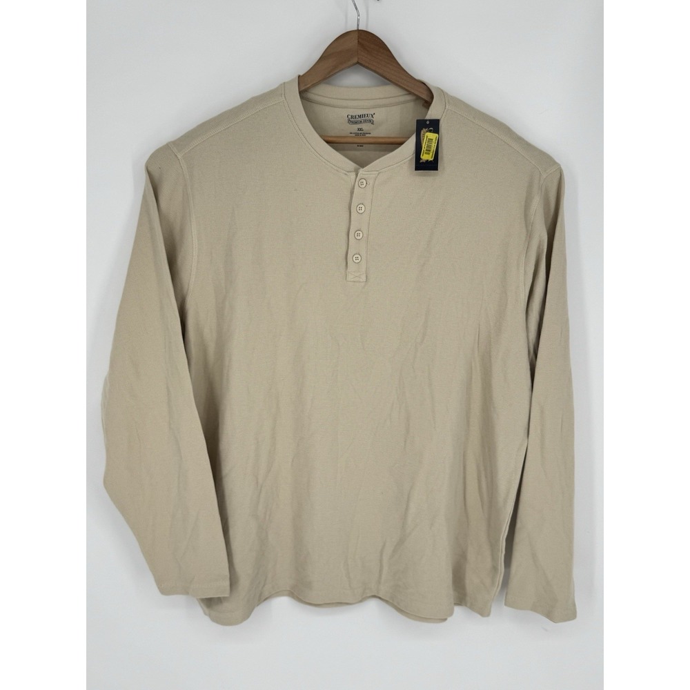 NWT Cremieux Premium Denim Men's T-Shirt Size 2XL Ivory Waffle Knit Shirt G4